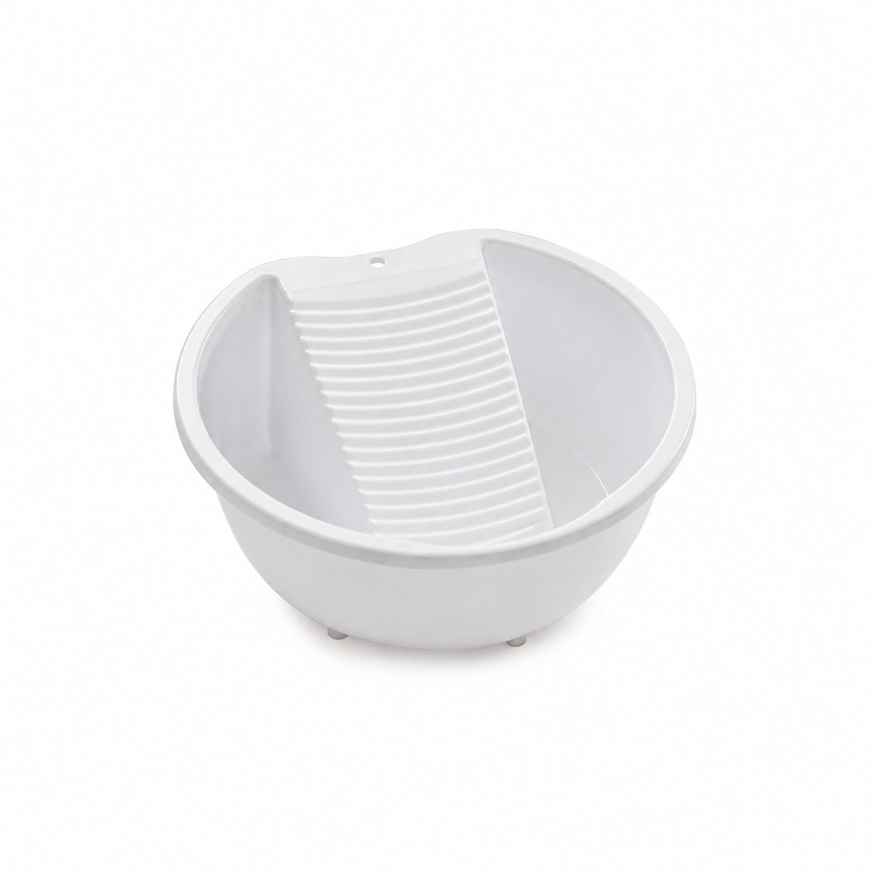 Plastic Wash Basin with Built-in Washboard | Multipurpose Laundry Tub for Hand Washing Clothes, Baby Clothes & Small Items | Lightweight Portable Washing Tub with Hanging Design | White